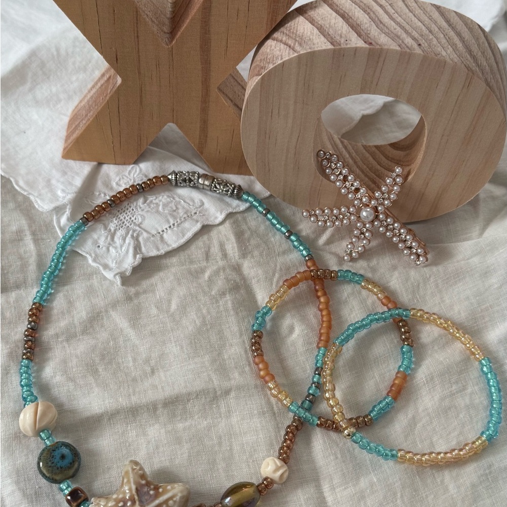 Star of the Sea 3-piece choker set. Handmade